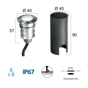 2W LED-Einbau-Stufenleuchte