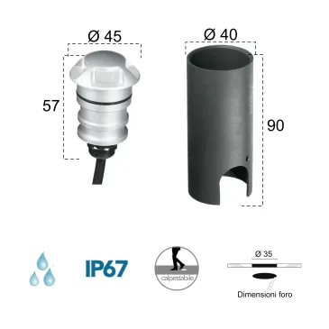 3W 3000K LED-Einbauleuchte für Stufen | Mondialshop