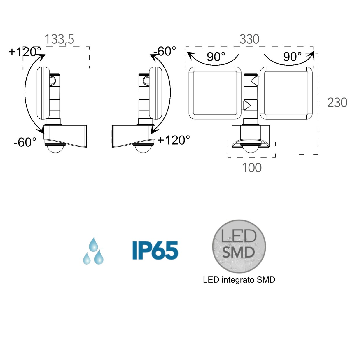 Projecteur extérieur led 2x10W avec capteur Spoutnik...