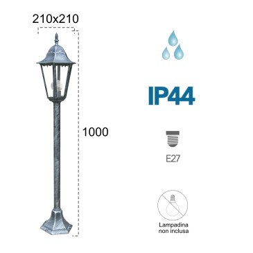 Lampadaire extérieur noir et argent | Mondialshop