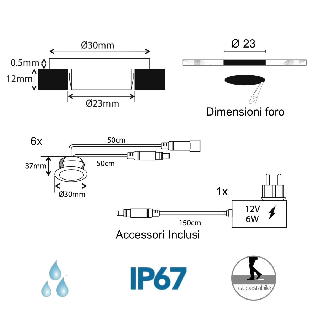6er-Set LED-Stufenleuchten (0,6 W) | Mondialshop