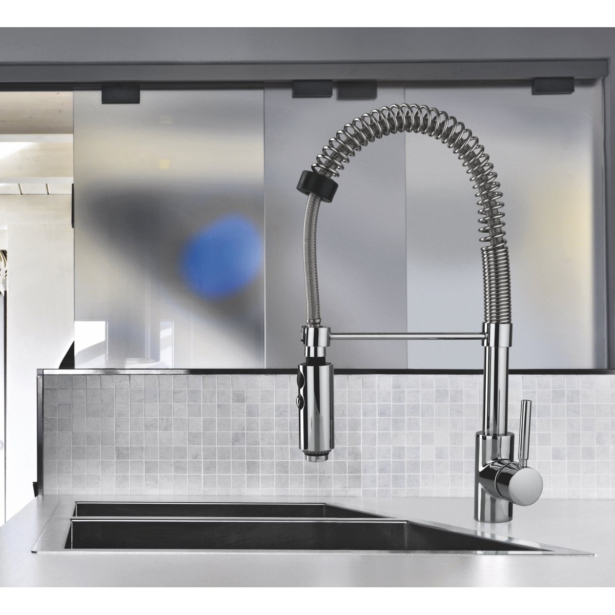 Rubinetto miscelatore da cucina con molla cromato Hyperflex