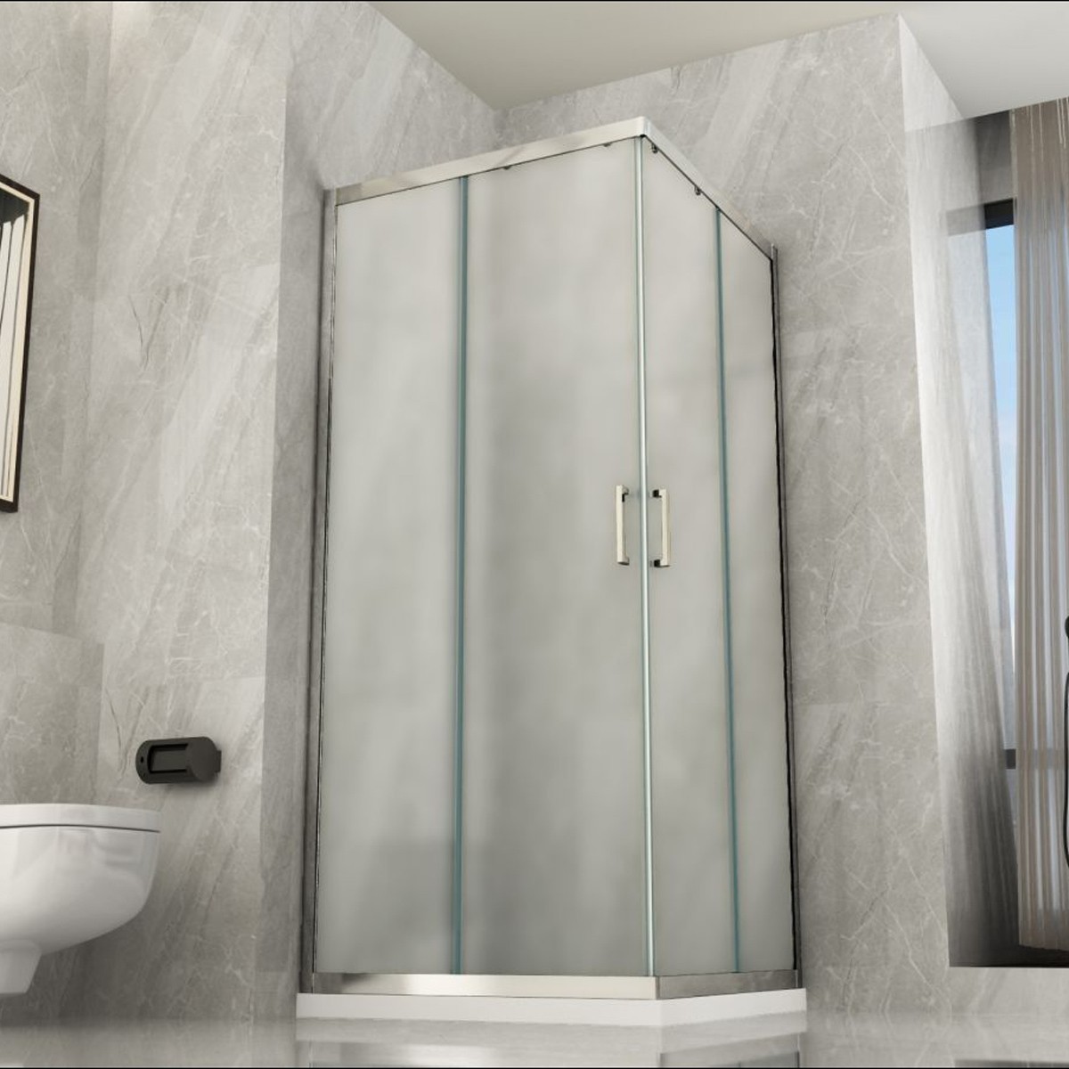 Paroi de douche double face 6 mm cristal MATT, profils...