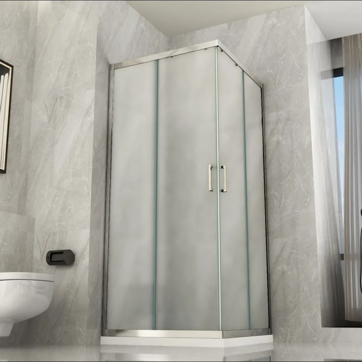 Paroi de douche double face 6 mm cristal MATT, profils...