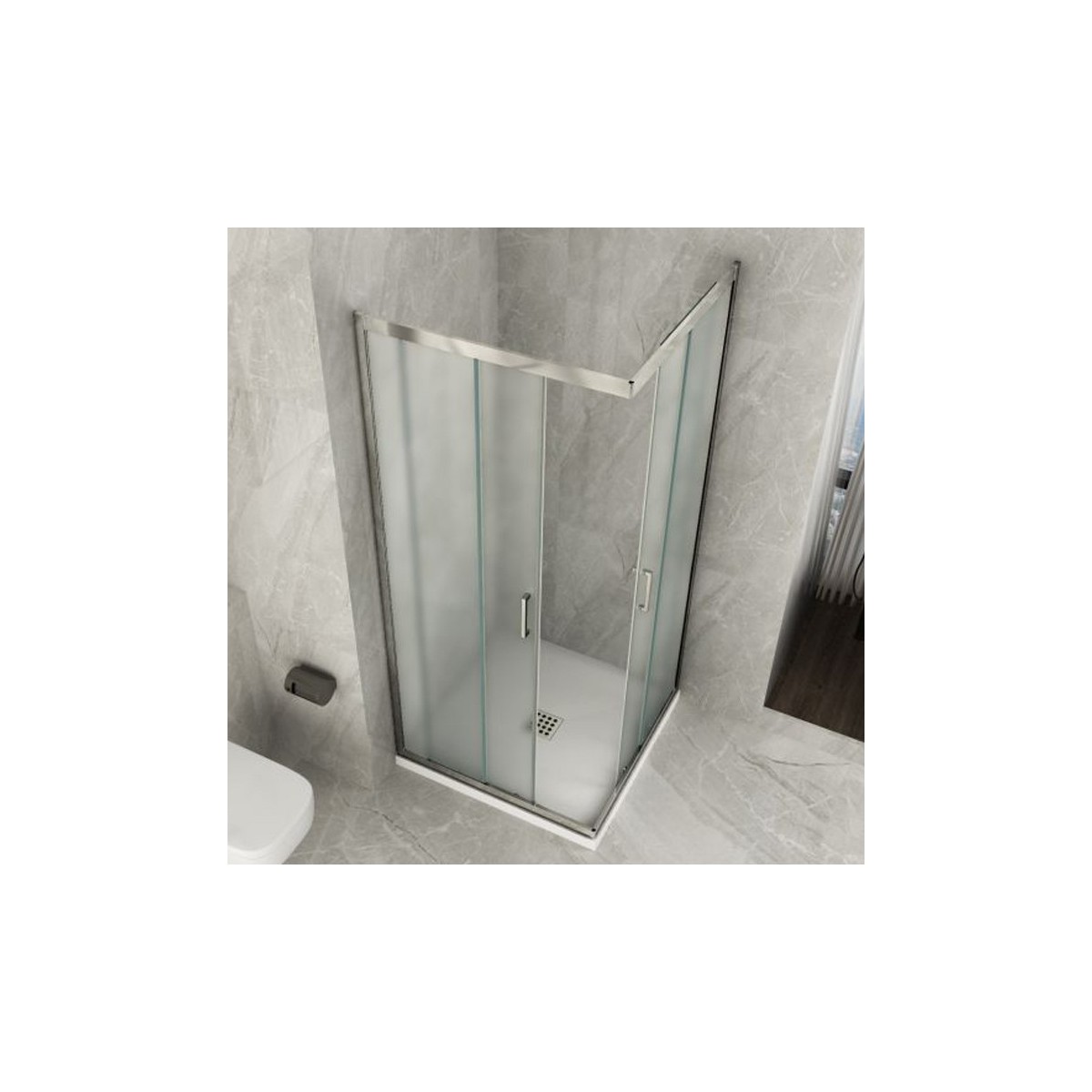 Paroi de douche double face 6 mm cristal MATT, profils...