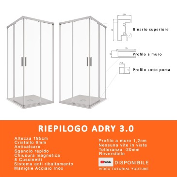 Box doccia 2 lati con apertura scorrevole h195 ADRY