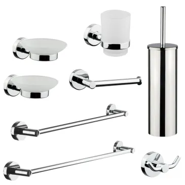 Ensemble d'accessoires de salle de bain chrome en verre satiné Venise