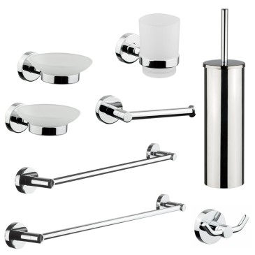 Verchromtes Badaccessoires-Set aus satiniertem Glas Venezia