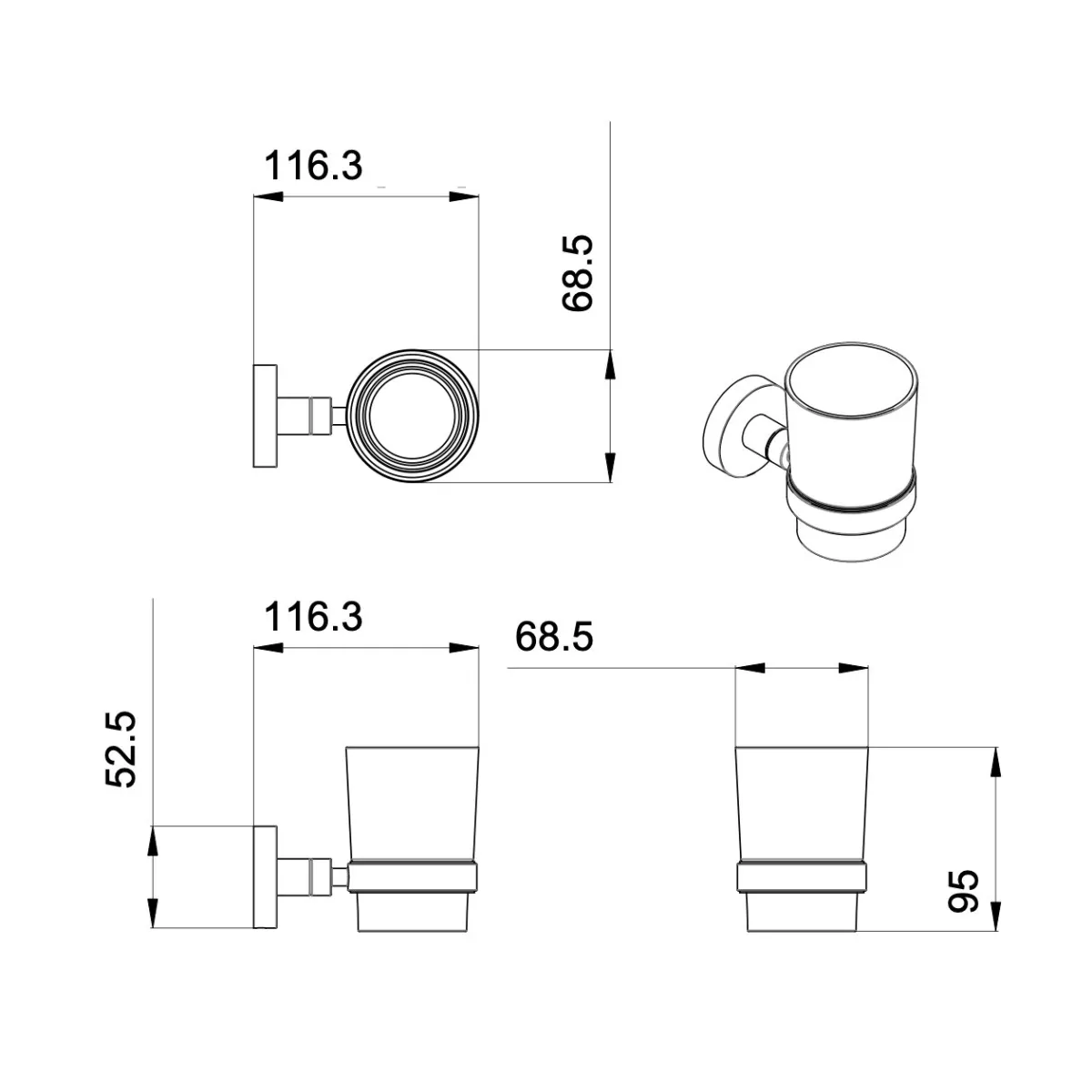 Set accessori da bagno cromati in vetro satinato Venezia