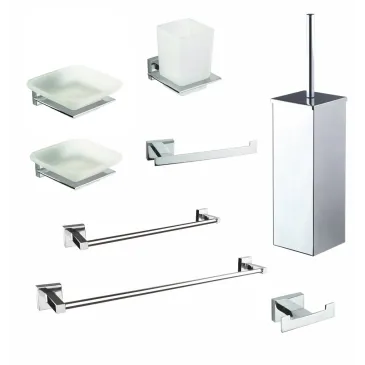 Badaccessoires-Set Zurich aus satiniertem Glas und Chrom