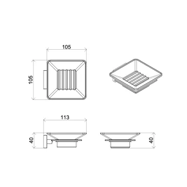 Set accessori da bagno cromati in vetro satinato Zurigo