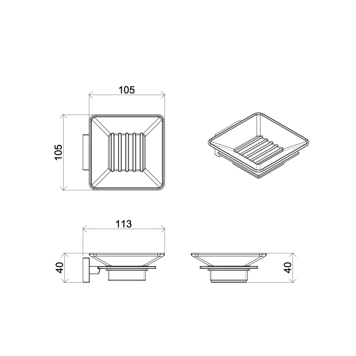 Set accessori da bagno cromati in vetro satinato Zurigo
