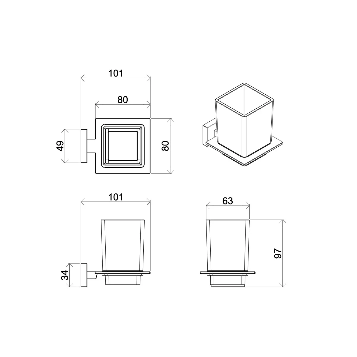 Set accessori da bagno cromati in vetro satinato Zurigo