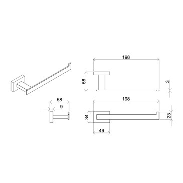 Set accessori da bagno cromati in vetro satinato Zurigo