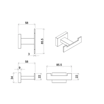 Set accessori da bagno cromati in vetro satinato Zurigo