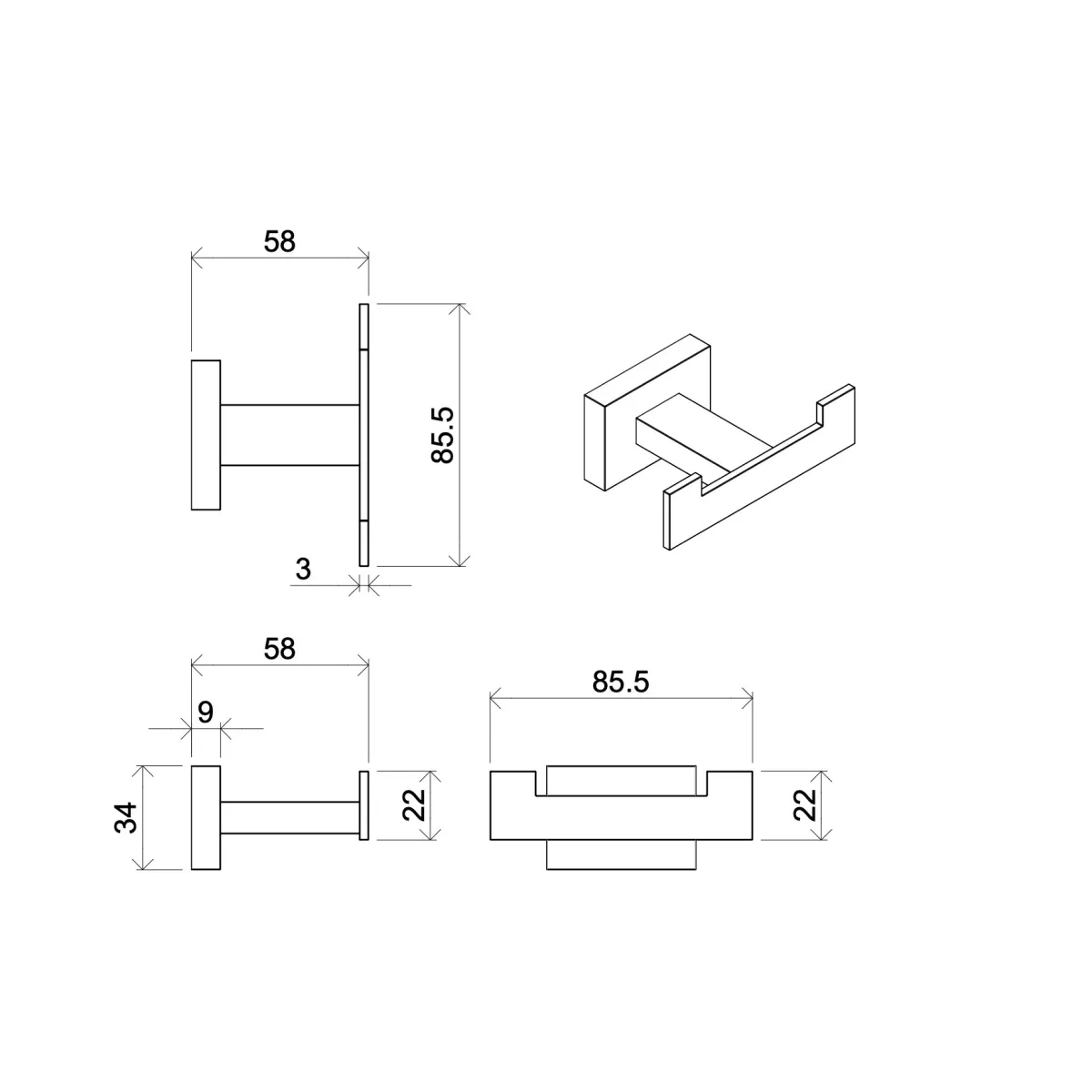 Set accessori da bagno cromati in vetro satinato Zurigo