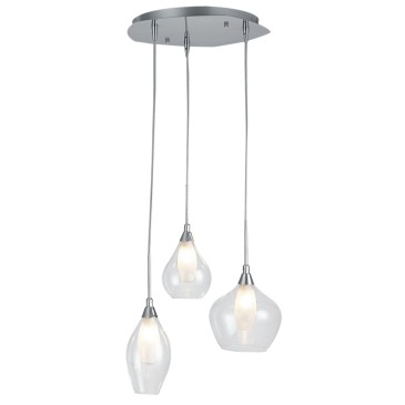 Lustre moderne transparent à 3 suspensions | Mondialshop