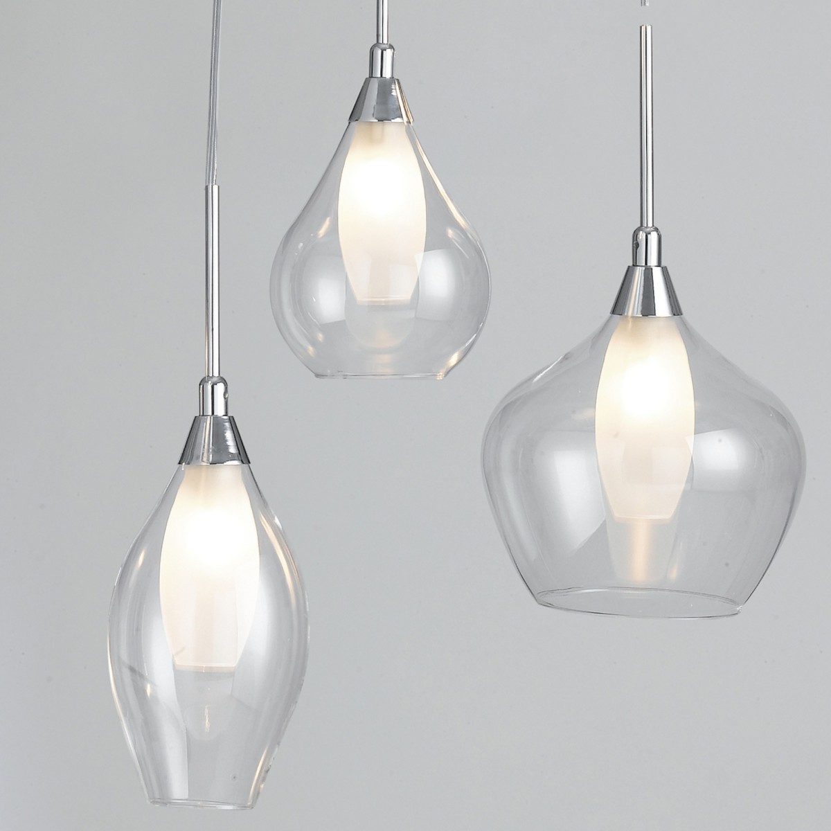 Lustre moderne transparent à 3 suspensions | Mondialshop