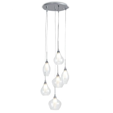 Lustre moderne transparent à 6 suspensions | Mondialshop