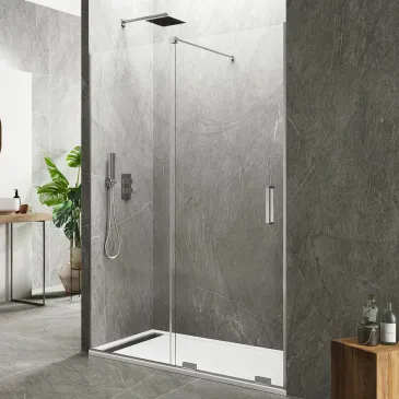 Porte de douche avec le moins de profils possible, coulissante 8 mm pour niche
