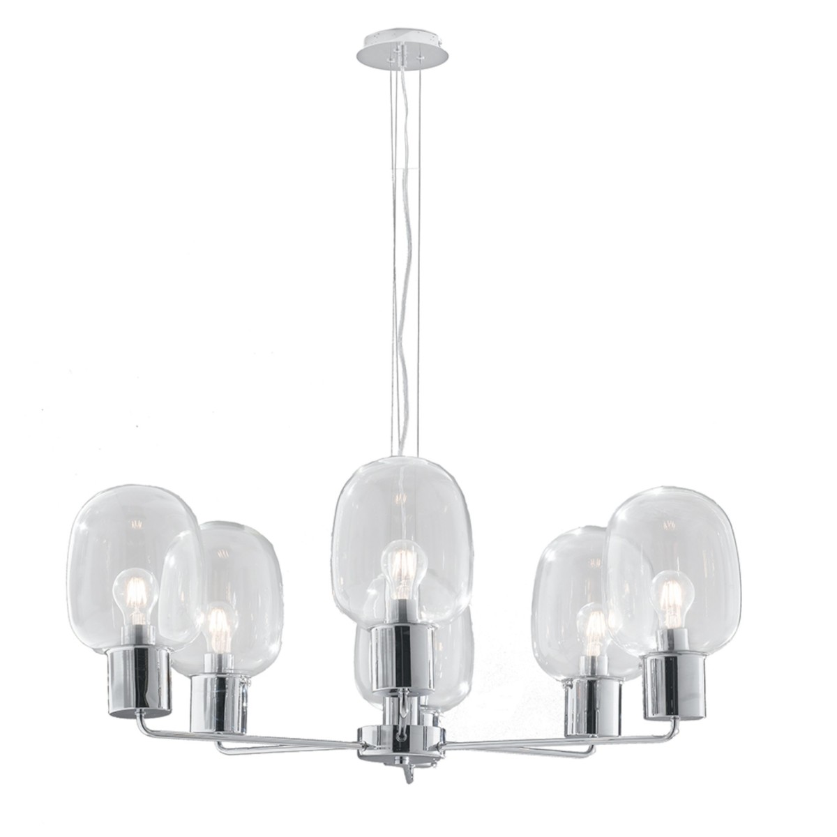 Grande suspension dorée ou chromée, 6 x E27 | Mondialshop