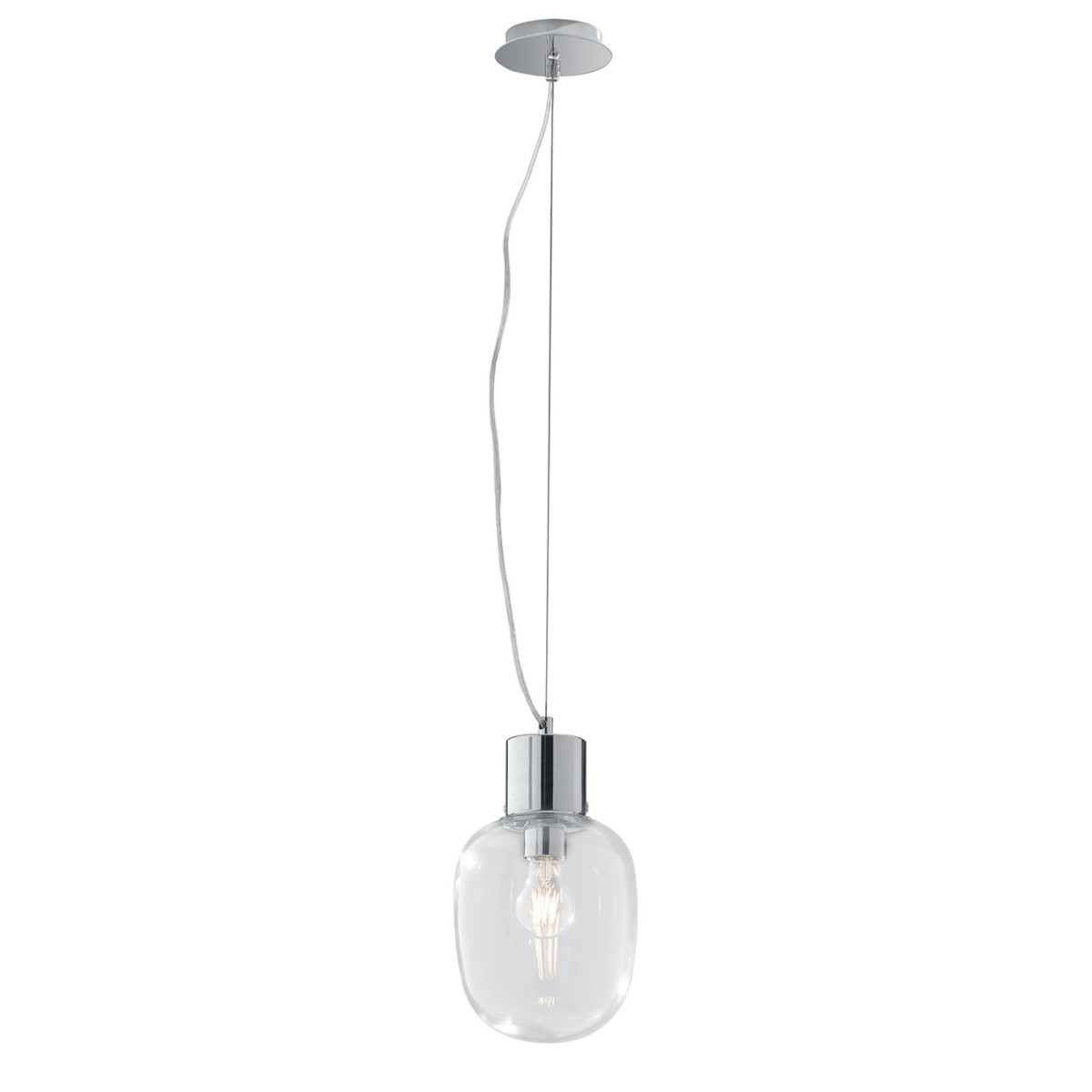 Lampada a sospensione 25W E27 diametro 18cm cromo GILDA....