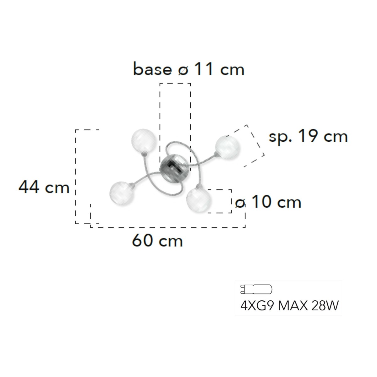 Plafoniera a 4 Luci Finitura Cromo | Mondialshop