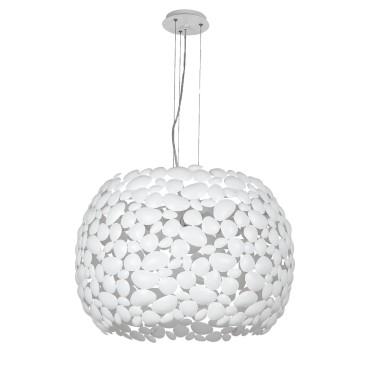 Lustre blanc ou chromé Ø65 cm, 5 ampoules E27 | Mondialshop