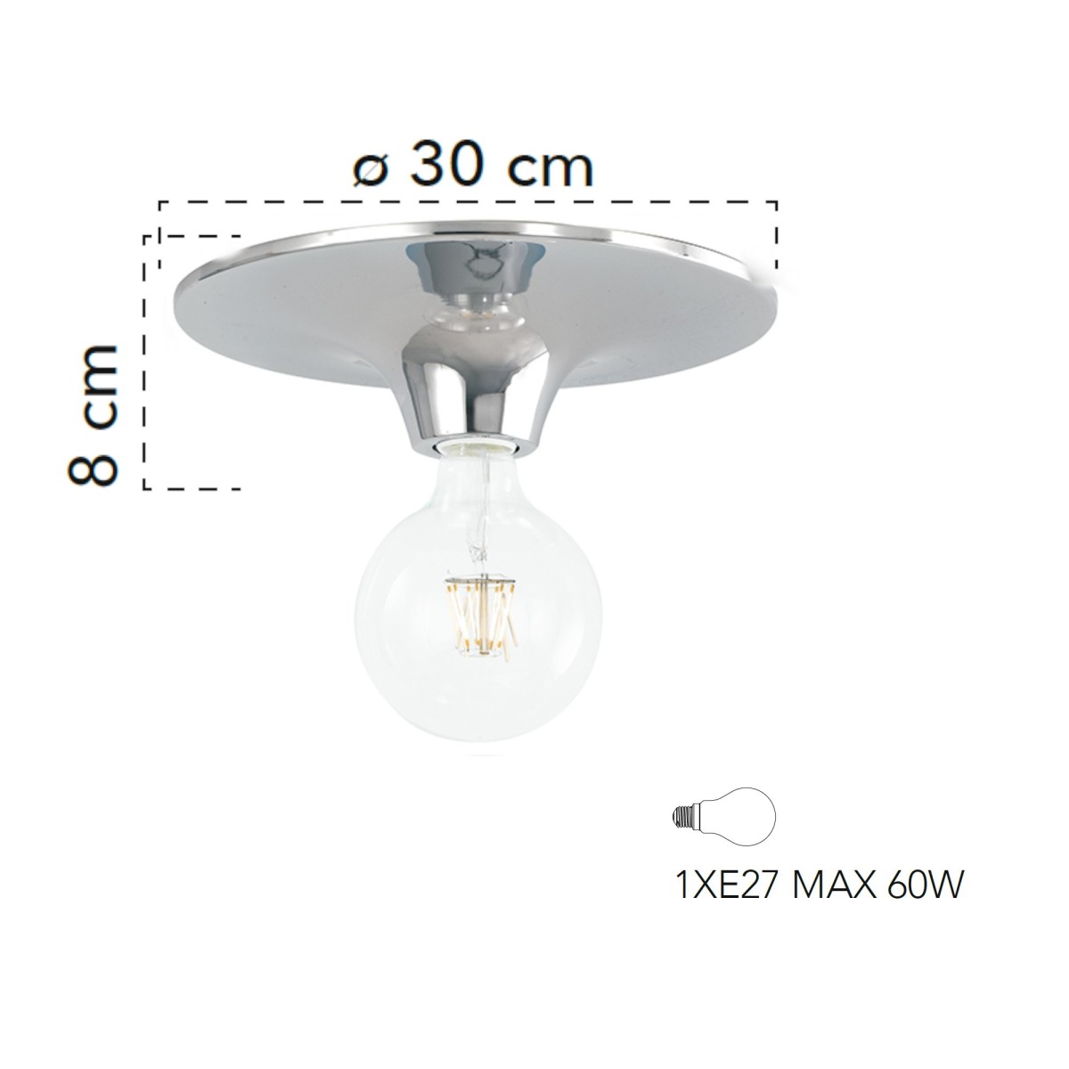 Plafoniera a soffitto per interno 60W E27 diametro 30cm...