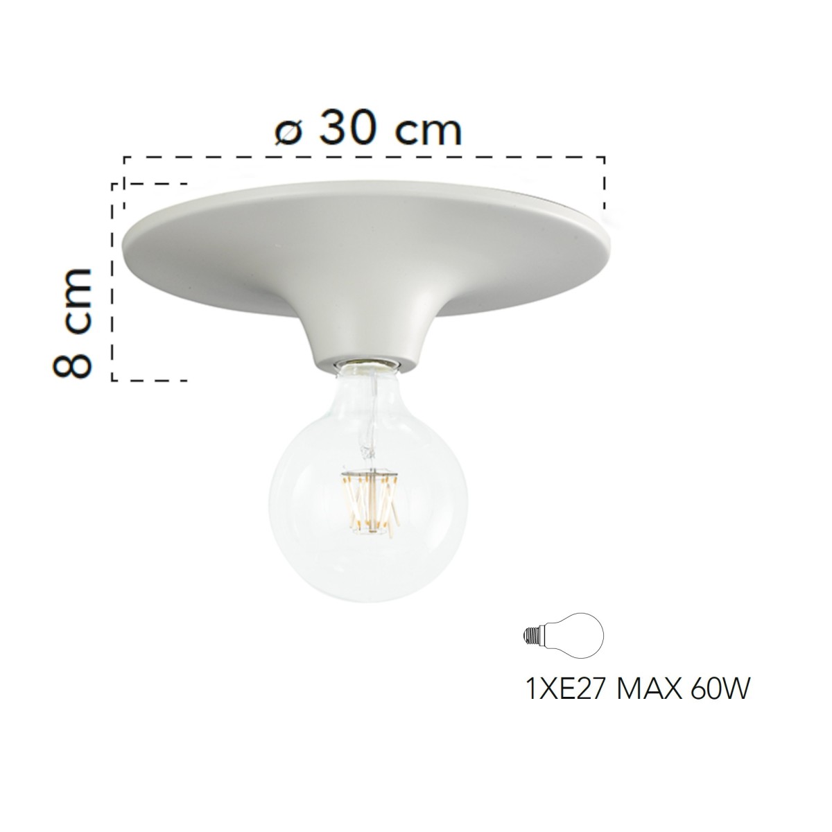 Plafoniera a soffitto per interno 60W E27 diametro 30cm...