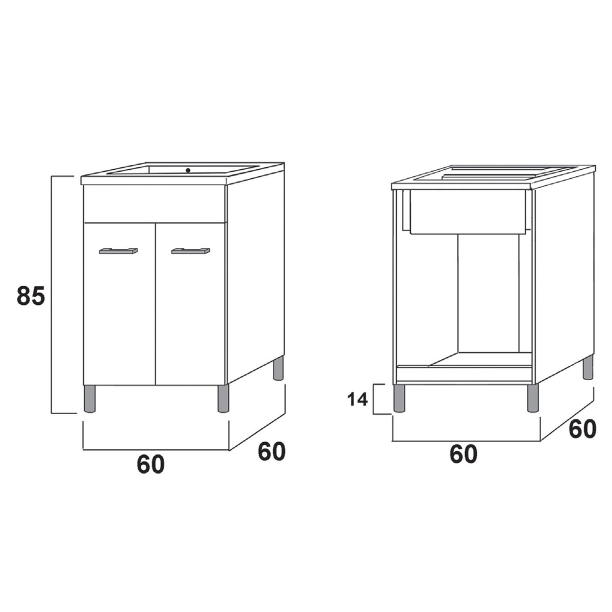 Mobile lavatoio in ABS bianco 60x60 50x60 economico
