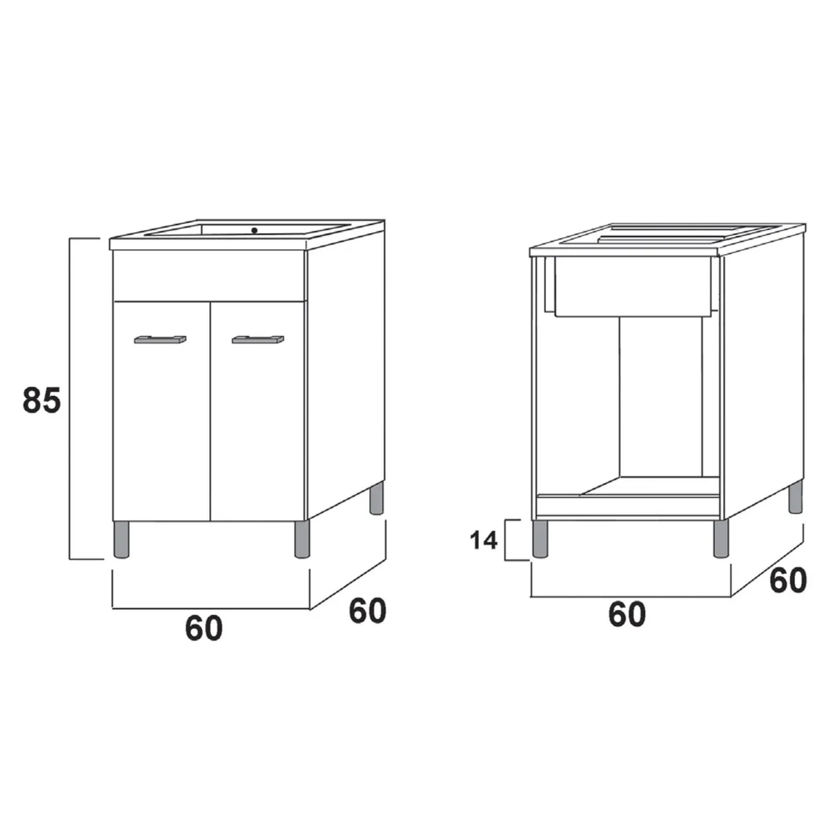 Mobile lavatoio in ABS bianco 60x60 50x60 economico