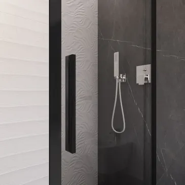 Cabine de douche à trois côtés avec profilés noirs, coulissante anticalcaire 195 Lagoa