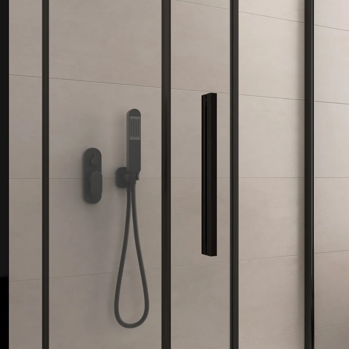Cabine de douche double face avec profilés noirs LAGOA en...