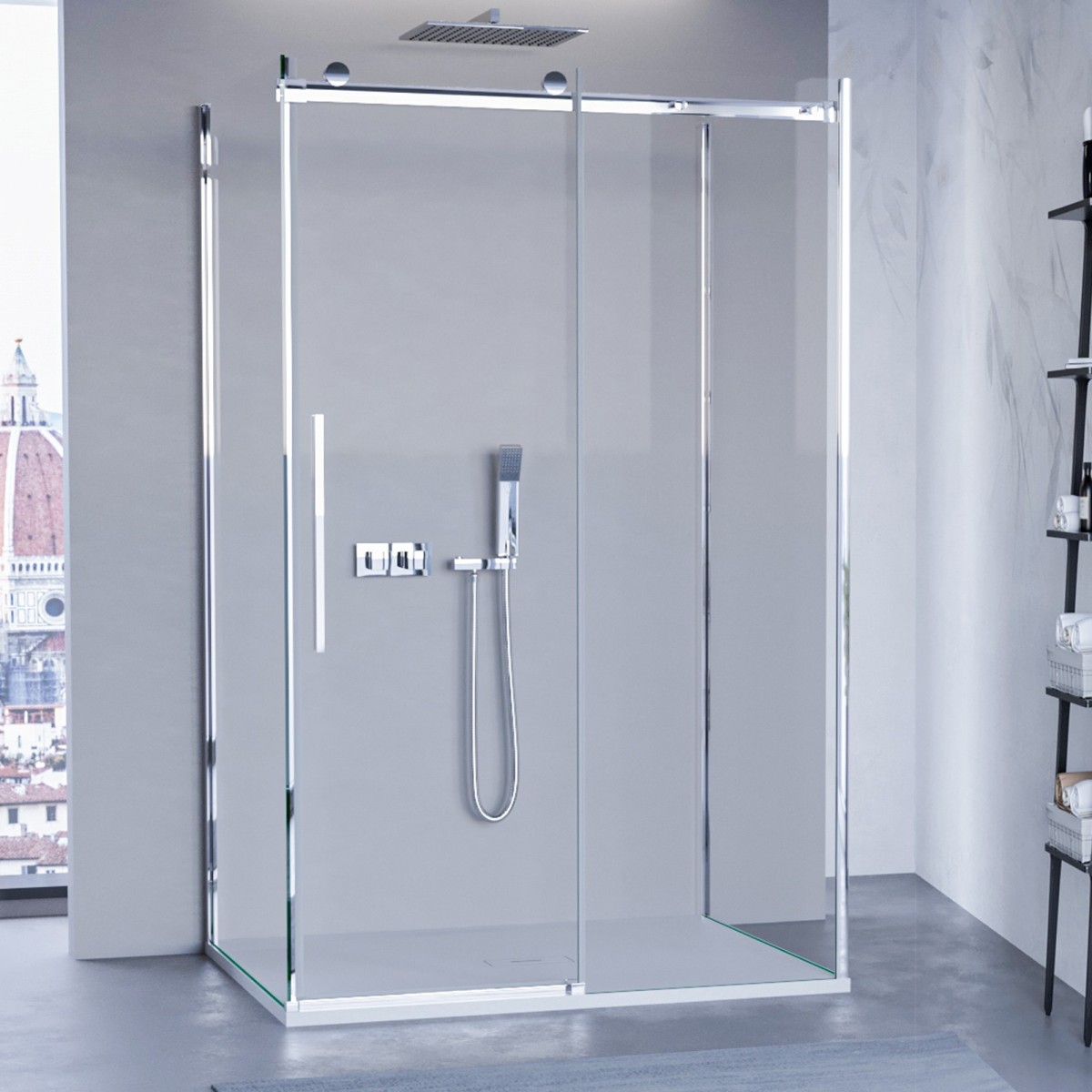 Box doccia tre lati modello Euclide con porta scorrevole,...