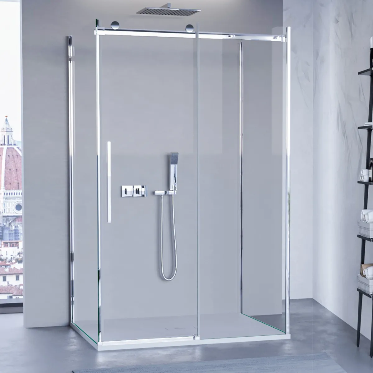 Box doccia tre lati modello Euclide con porta scorrevole,...