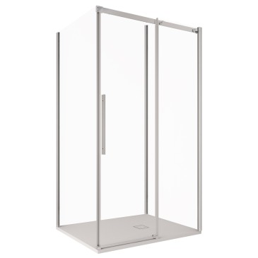 Cabine de douche 3 côtés avec paroi fixe H195, anticalcaire TARGET