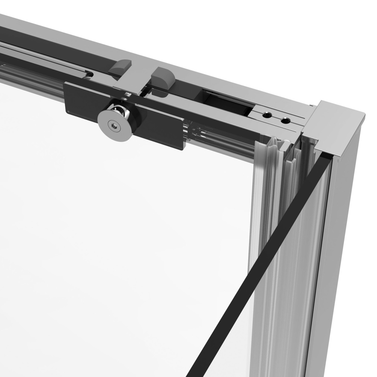 Porte de douche coulissante H195cm verre transparent 6mm...