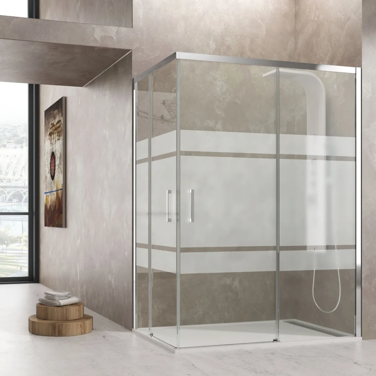 Cabine de douche d'angle double face Aktual Frost H195 |...
