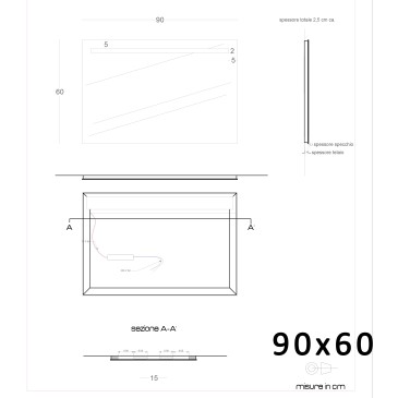 Miroir de salle de bain à LED pour meuble à bords polis | Mondialshop