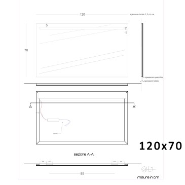 Miroir de salle de bain à LED pour meuble à bords polis | Mondialshop