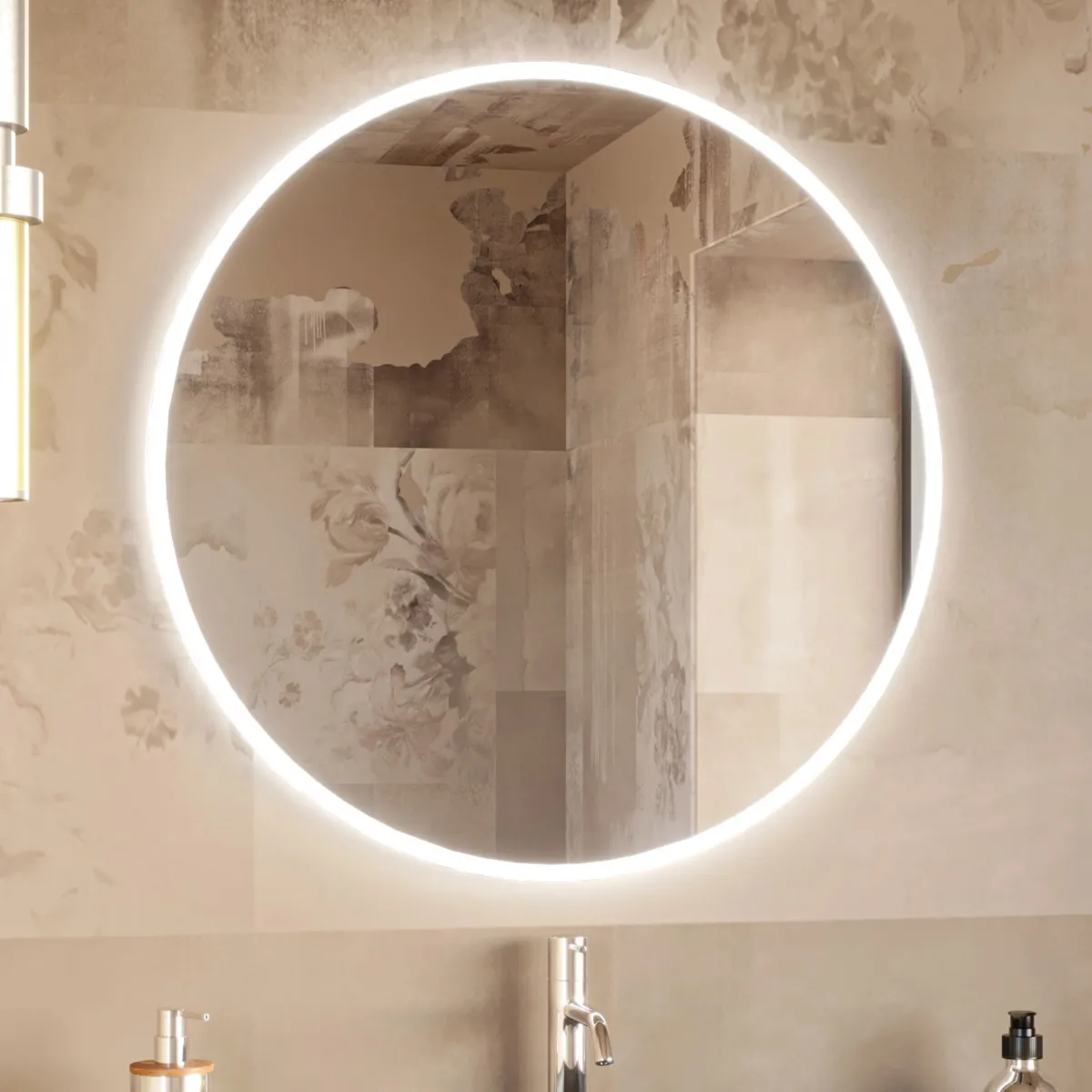 Miroir de salle de bain rond rétroéclairé par LED |...