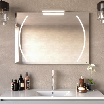 Miroir de salle de bain rétroéclairé avec lampe LED | Mondialshop