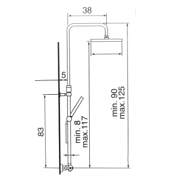 Colonna doccia con miscelatore 2 uscite soffione 20x20 doccetta in Abs