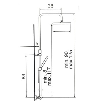 Colonne de douche design carré avec mitigeur thermostatique