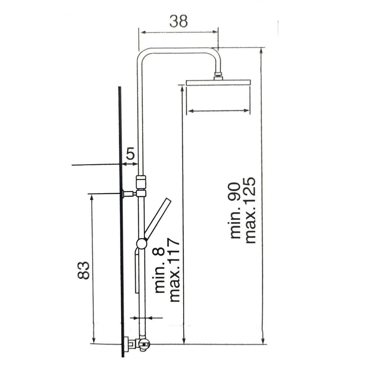 Colonna doccia con miscelatore 2 uscite soffione 20x20...