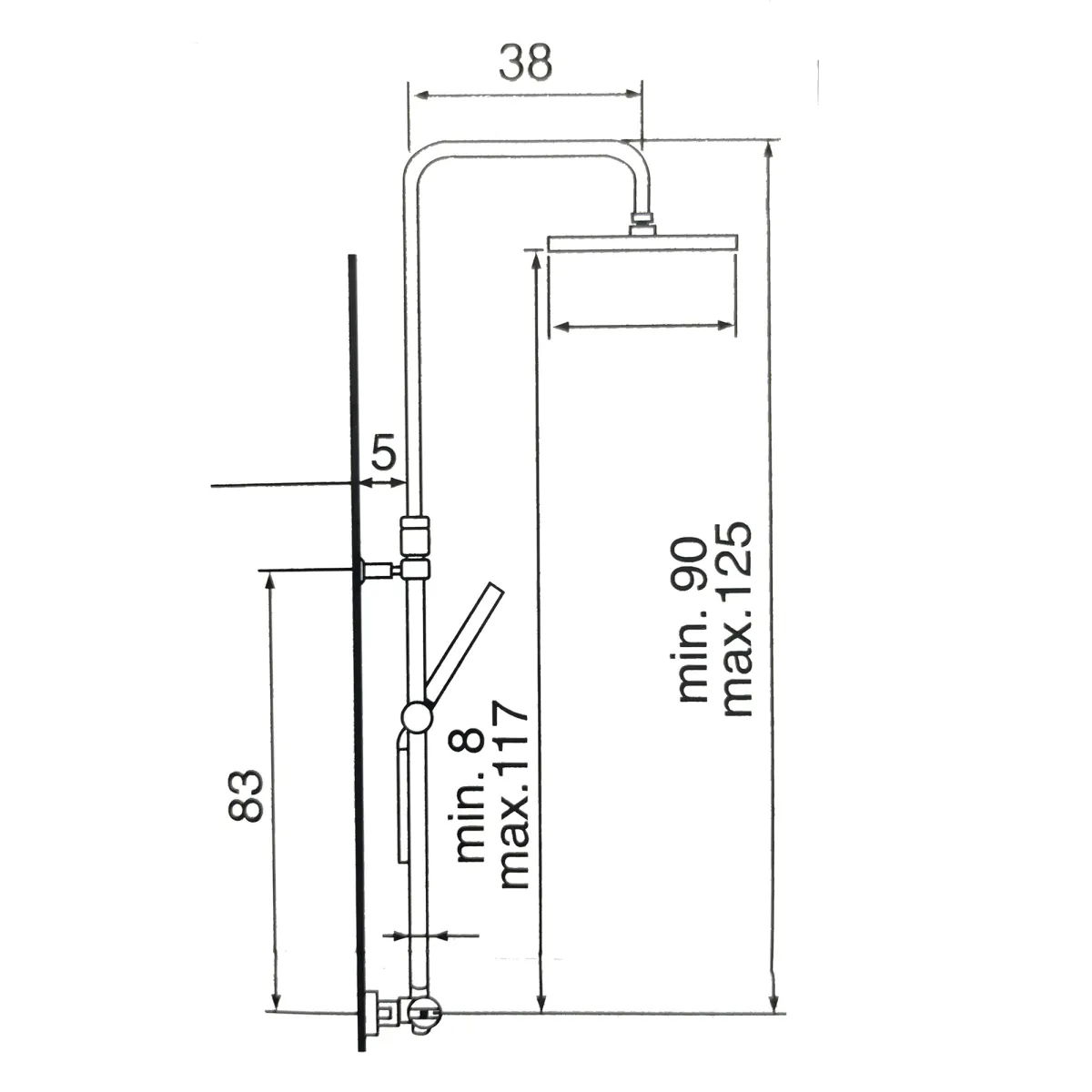 Colonna doccia con miscelatore 2 uscite soffione 20x20...