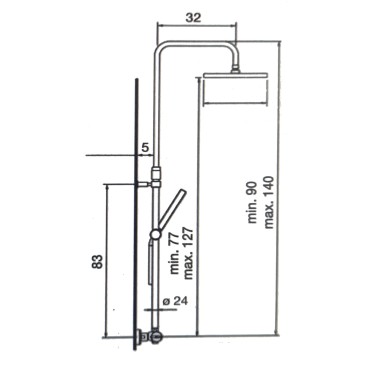 Colonne de douche avec robinet thermostatique rond Piave