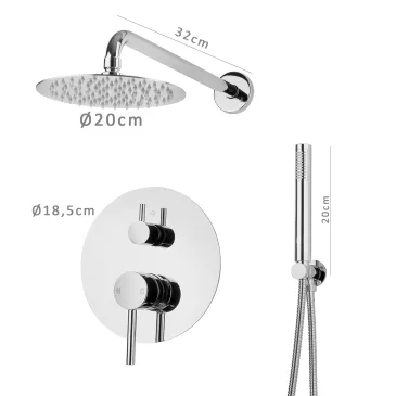 Set doccia soffione in acciaio slim doccetta in ottone BOLD-R