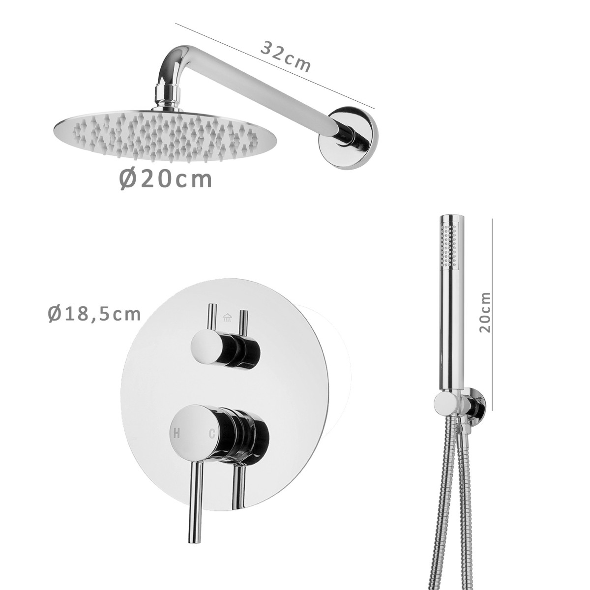 Set doccia soffione in acciaio slim doccetta in ottone...